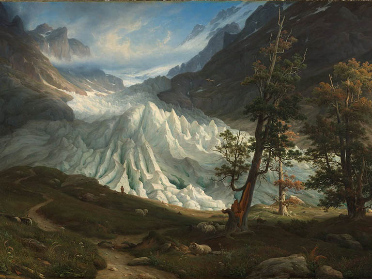 Il ghiacciaio superiore di Grindelwald nel 1835, dipinto da Thomas Fearnley (fonte: Nasjonalgalleriet Oslo).